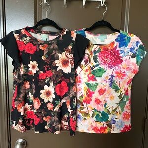CECE | Two Floral Sleeveless Blouses
